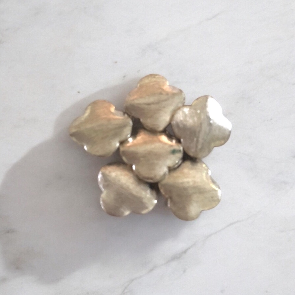 Brushed Silver Plated Quatrefoil Beads 6pcs